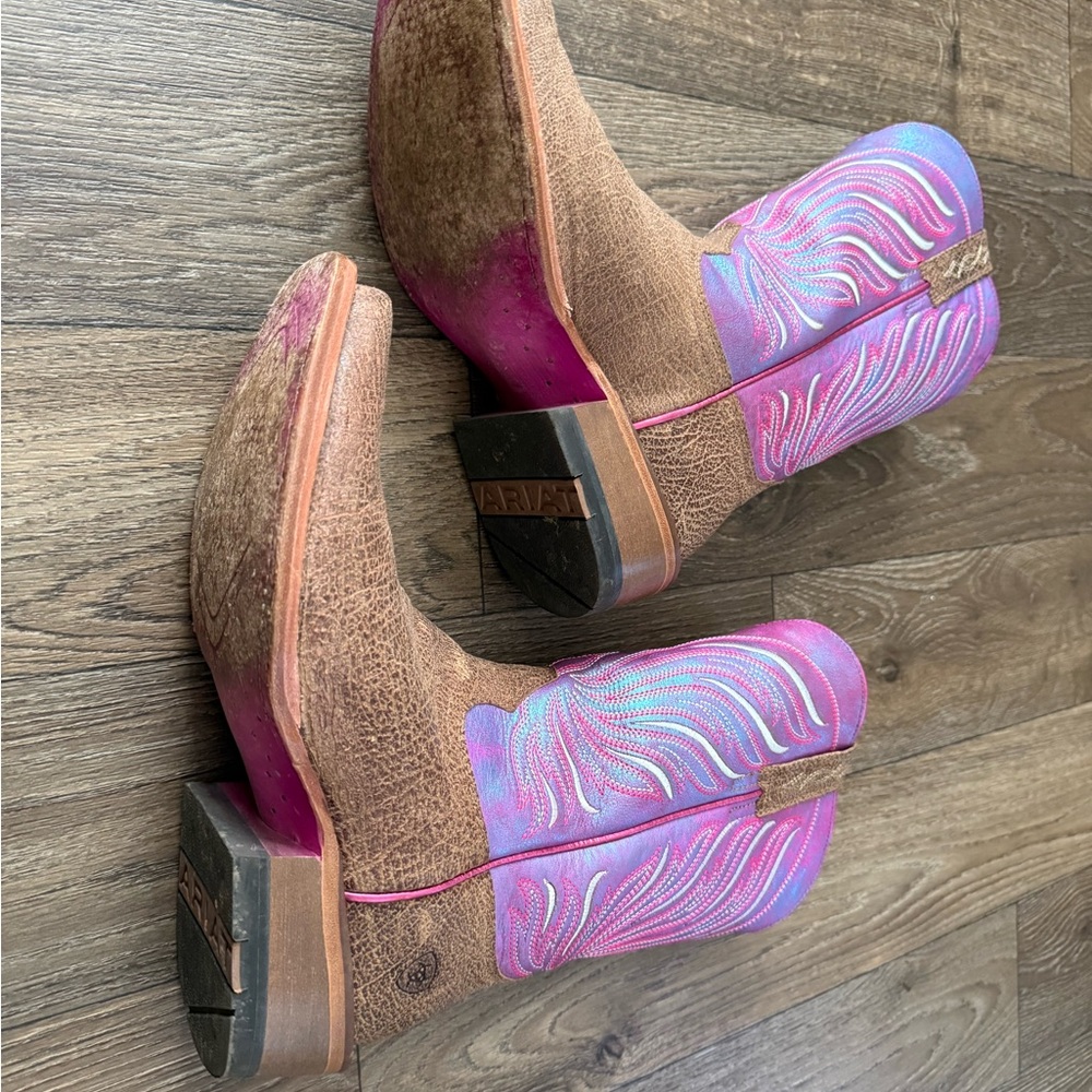 Ariat Turquoise and Pink Cowboy Boots